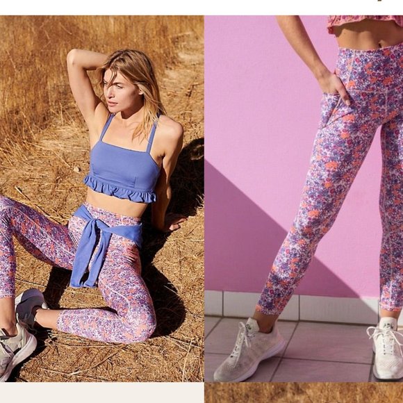 FP Movement by Free People Pants - FREE PEOPLE FP MOVEMENT Plie' All Day Leggings M | floral print pocket tights
